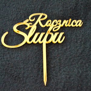 Topper Rocznica Ślubu złoty - wzór RS02