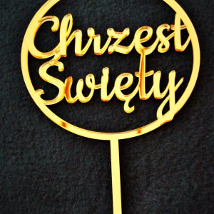 Topper okrągły Chrzest Święty złoty – wzór CH01