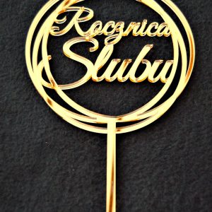 Topper okrągły Rocznica Ślubu złoty – wzór RS01